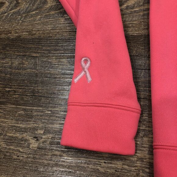 Under Armour Hoodie Womens S Pink Fitted Coldgear Logo Breast Cancer Awareness - Picture 6 of 12